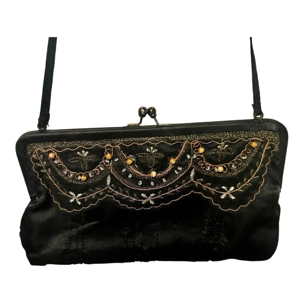 Vintage Satin Beaded Clutch/Hand Bag